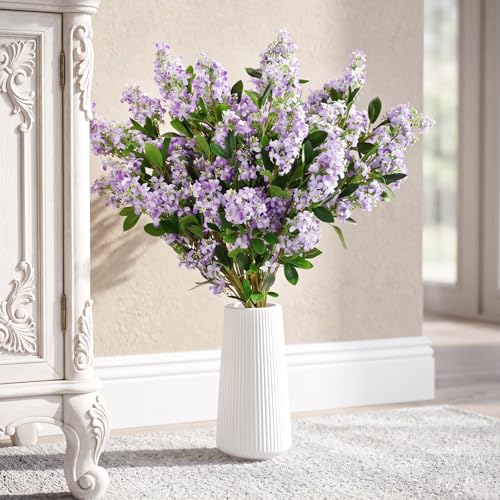 30 Pcs 30" Artificial Lilac Flowers Fake Delphinium Antirrhinum Stem Silk Artificial Flower Branch Floral Arrangement for Vase Centerpieces Wedding Bouquet Home (Purple)
