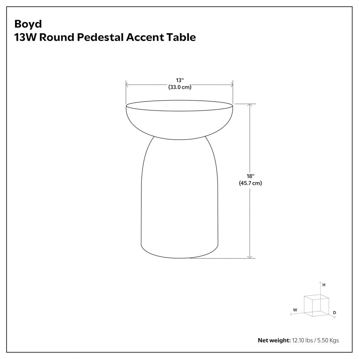 Boyd 13" Wide Solid Wood Round End Table in White Wash (White Wash / 13 inch)