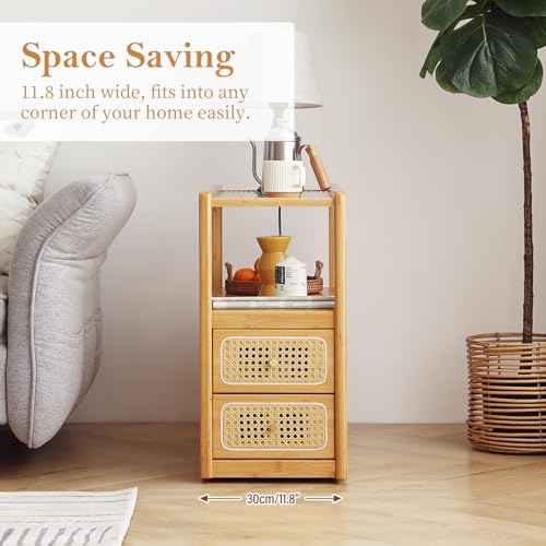 Rattan Nightstand (End Table Wood)