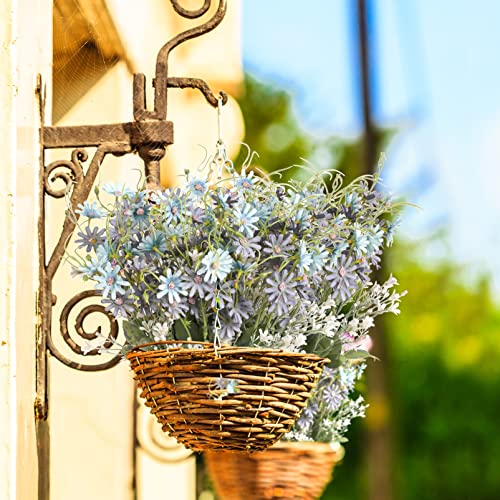 Artificial Flowers Wildflowers Silk Daisy Spring Fake Daisies Decoration Summer UV Resistant Colorful Mixed Bundles Faux Greenery Outdoor Plant Stem Filler for Home Decor Indoor Floral Arrangements (03 Blue)