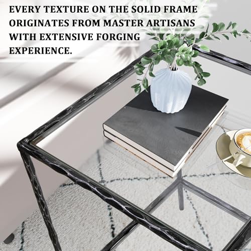 Hand Forged Side Table 2 Tier (Black / Square)