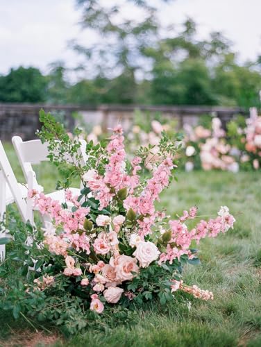 6PCS Long Stem Artificial Delphinium Flowers 35.43'' Pink Fake Larkspur Artificial Flower for Tall Vase Wedding Arrangements Bridal Bouquets Blossoms Flowers for Home Table Decor (Pink)