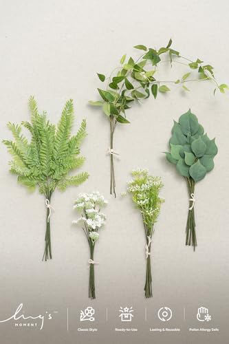 Artificial Greenery Stems Box Set (Grn-light Green & White)