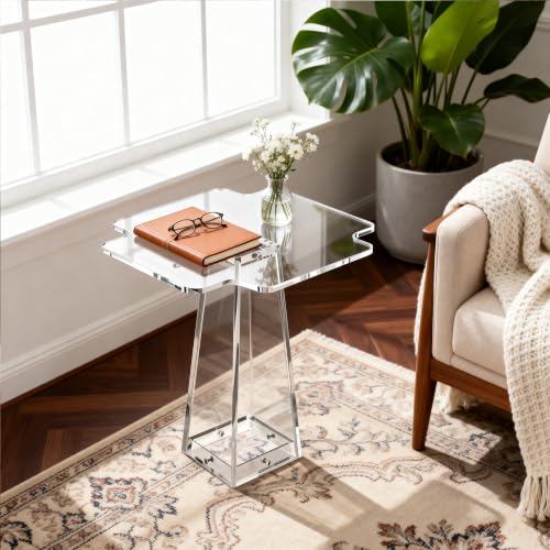 Acrylic Side Table Nightstand (Clear / 19.7“×19.7“×20”)