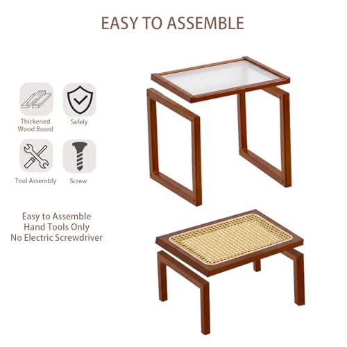 Brown Rattan Nightstand (2-tier Rattan-brown)