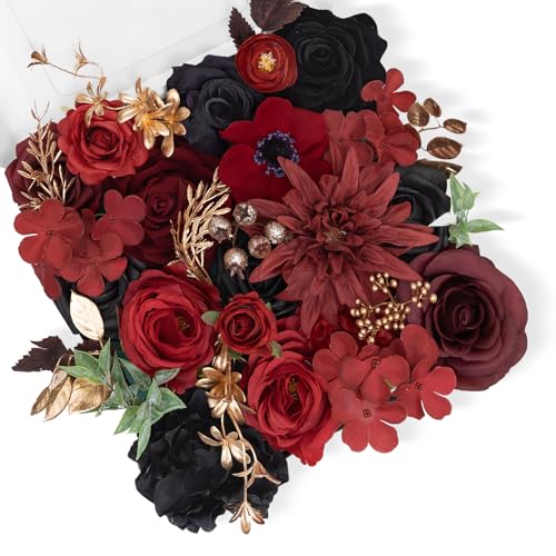 Gothic Wedding Artificial Flowers Combo (Gothic Black and Red)