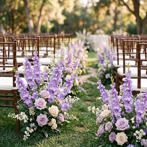 16Pcs Purple Delphinium Artificial Flowers 33.5'' Long Stem Larkspur Flower (Purpleii)