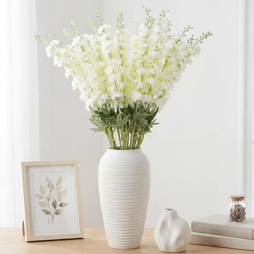 20 Delphinium Artificial Flowers 33.5" Long Stem (White)