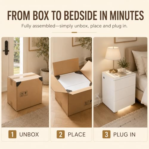 Just UNbox & Enjoy! Smart Nightstand with Wireless Charging