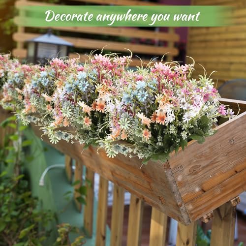 24 Pcs Wildflowers Artificial Flowers Silk Fake Daisy Wild Flower Bouquets Outdoor UV Resistant Faux Greenery Plants for Spring Summer Decoration Home Indoor Vase Floral Arrangements Decor
