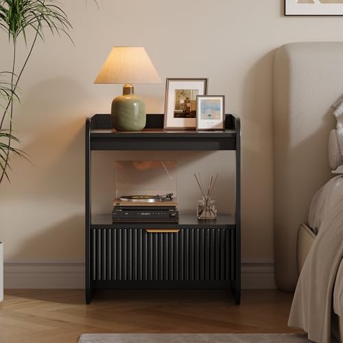 Fluted Nightstands Set of 2 (Black)