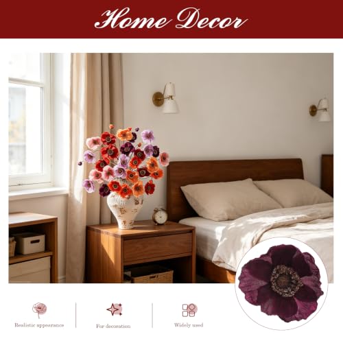 Artificial Poppy Flowers (Dusty Orange+blush+light Purple)