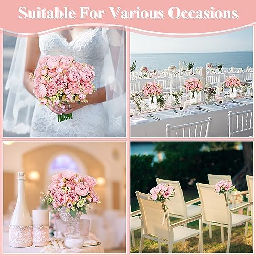 Artificial Peonies Silk Flowers Stems Wedding Bouquet