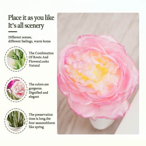 Artificial Flowers Silk Peony Pink Flowers Combo Rose Red Silk Flowers Bouquet 20Pcs 60Heads Fake Peonies for Faux Floral Arrangements Home Table Kitchen Wedding Party Farmhouse Decor (Multicolor(20pcs))