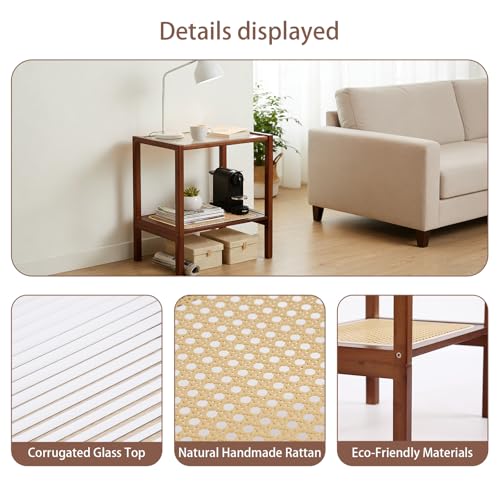 Brown Rattan Nightstand (2-tier Rattan-brown)