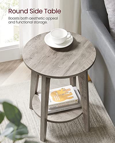 Round Side Table with Lower Shelf (Heather Greige / 1 pack)