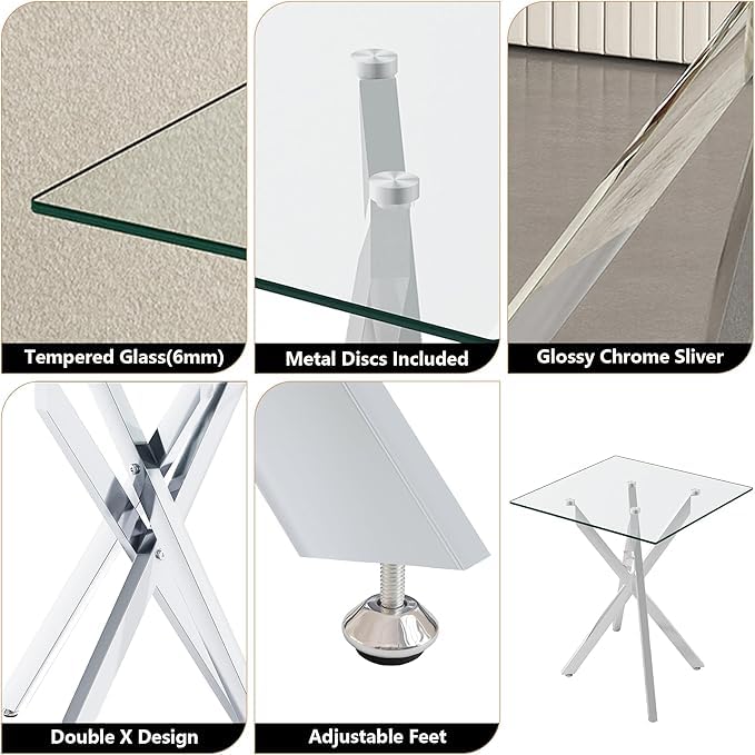 Glass End Table Set of 2 (Silver)