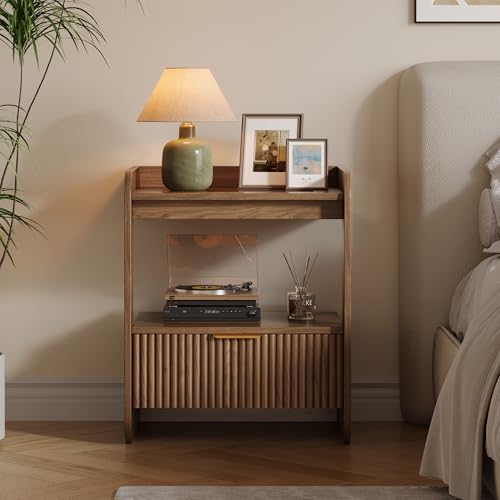 Fluted Nightstands Set of 2 (Walnut)