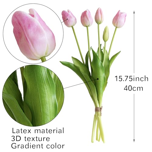 60pcs Artificial Tulips Flowers (60pcs Babypink (No Vase))
