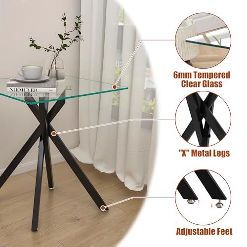 Glass Side Table Set of 2 (Black)