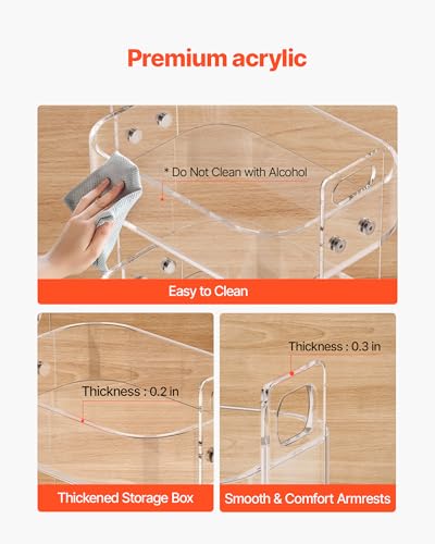 Acrylic Bar Cart with 4 Lockable Wheels (2-Tier Shelf)