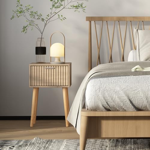 Nightstands Set of 2 (Natural / Fluted Style)
