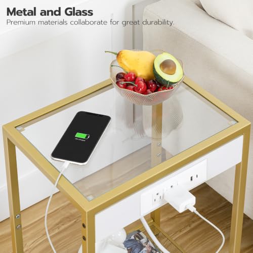 Side Table with Charging Station