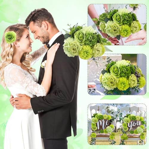 98pcs Artificial Flowers with Stems (Green Color)