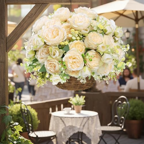 12pcs Peonies Artificial Flowers Bouquet (Champagne)