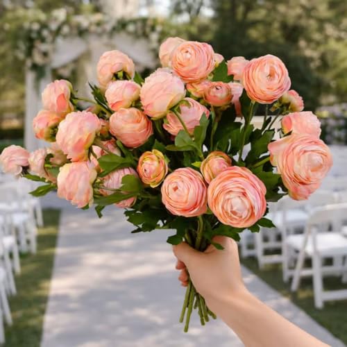 20 Stems Artificial Ranunculus Flowers (Blush Pink 20pcs)