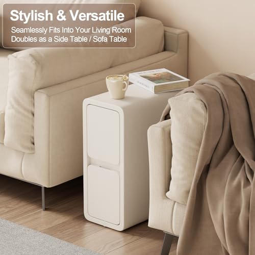 Narrow Nightstand (7.9"W / White (2 Drawers))