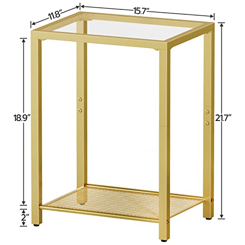 Side Table, 2-Tier End Table, Nightstand for Tight Spaces