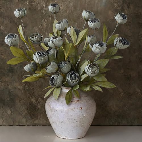 12 Pcs 27" Faux Silk Peony Artificial Flowers Stems for Vase (Dark Gray)