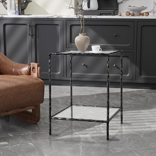 Hand Forged Side Table 2 Tier (Black / Circle)
