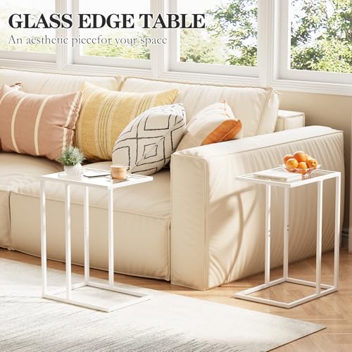 Small C Shaped End Table Set of 2 (White)