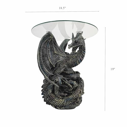 19" H Medieval Evil Dragon Pedestal Table End Table Side Table