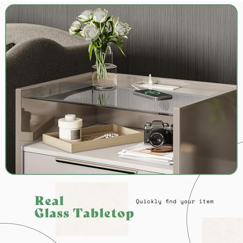 23.6" Nightstand Set of 2 (Cream & Gray)