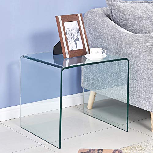 Tempered Glass Side Table (19.7"D x 19.7"W x 18.9"H / Clear)
