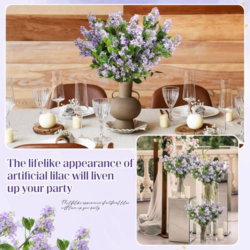 20 Pcs 30" Artificial Lilac Flowers Fake Delphinium Antirrhinum Stem Silk Artificial Flower Branch Floral Arrangement for Vase Centerpieces Wedding Bouquet Home (Purple)