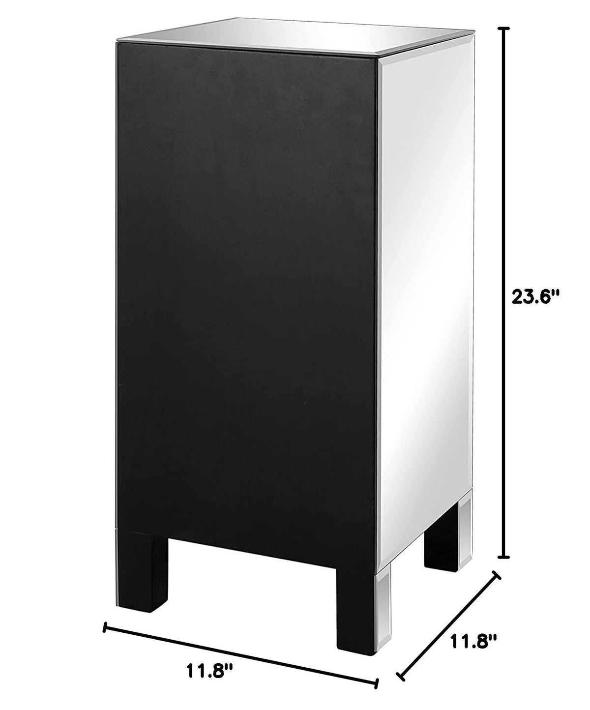 3 Drawer Mirrored Nightstand Set of 2 (2 Packs / Assembly: Knobs Only / Actual Glass Mirror Finish)