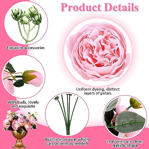 24 Bundles Artificial Peonies Flowers (Light Pink)
