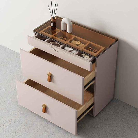 Nightstand with Glass Top (Pale Pink)