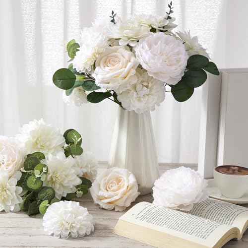 98pcs Artificial Flowers with Stems (White Color)