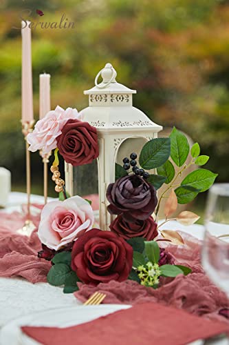 Burgundy Pink Artificial Flowers Combo (Burnt Burgundy / 1 Box)