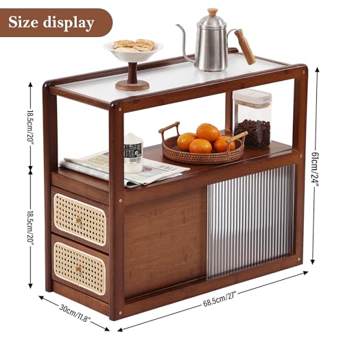 Rattan Nightstand (End Table Brown)