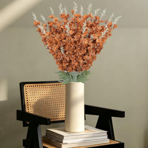 16Pcs Fall Delphinium Artificial Flowers 33.5" Fall Flower Stems for Vases (Brown)