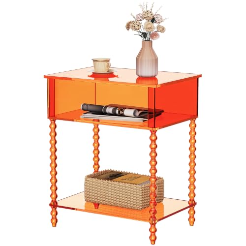 Acrylic Side Table (Orange / Large)
