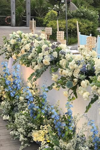 Blue Delphinium Artificial Flowers Combo Clematis Greenery 9 PCS (Blue)