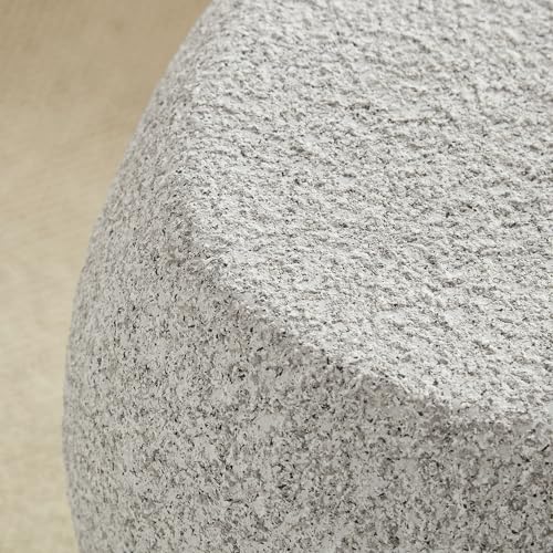 19" Fiberglass Irregular Matte End Table with Faux Rocks Design (Beige / 19"(Irregular))