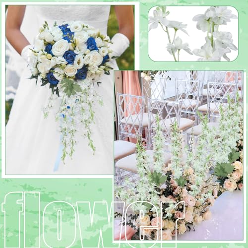 24 Pcs White Delphinium Artificial Flower Bulk (34.25" / White)